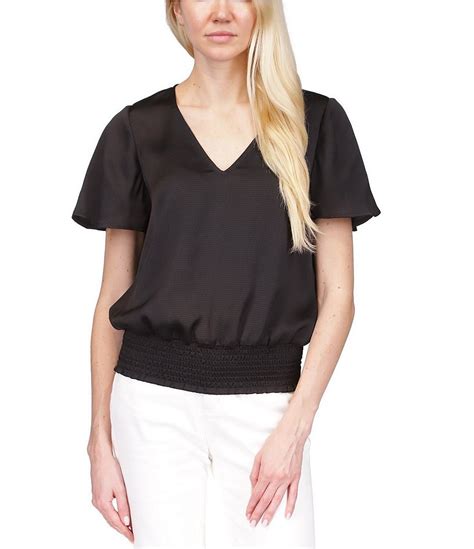 michael kors black bell sleeve top|michael kors smocked waist top.